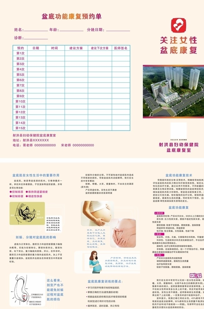 盆底康复 盆底功能康复 妇幼保健 母婴健康 关爱女性 宣传单页 dm宣传单