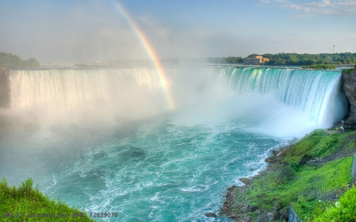 彩虹 瀑布 风景 高清 然风光 河流 水流