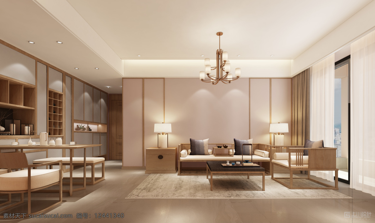新中式客厅 新中式 客厅 原创 效果图 3dmax 3d设计 3d作品