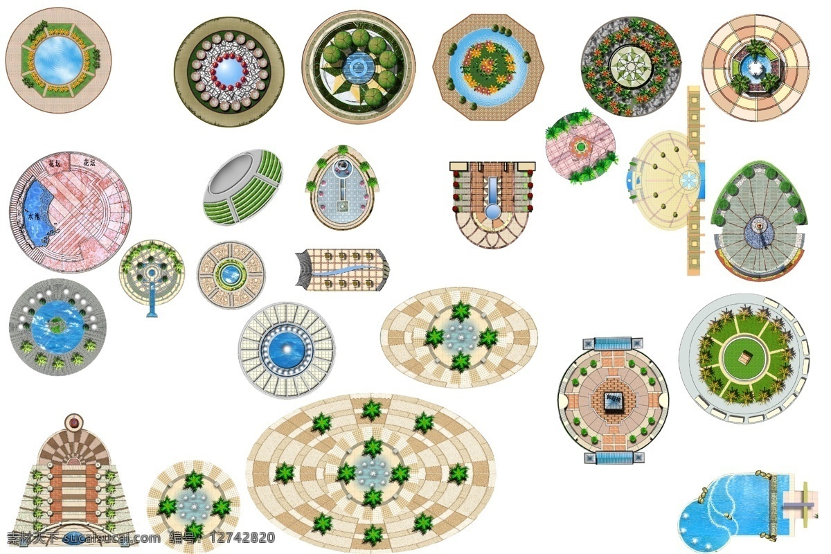 平面花坛 园林 景观 平面 彩平 花坛 景观设计 环境设计 源文件