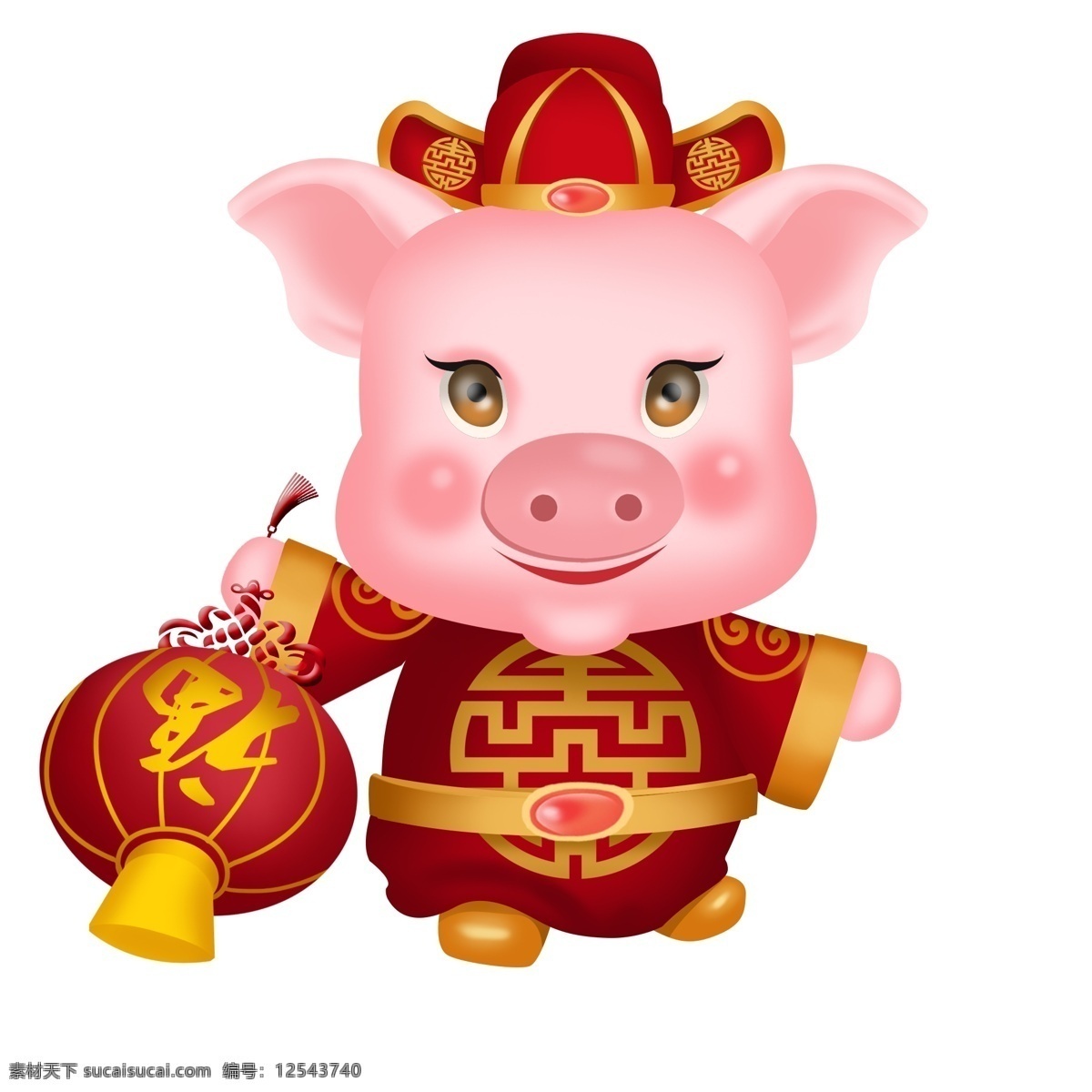发财 小 猪 透明 底 传统 元宝 卡通 喜庆 春节 新年小猪 新年快乐 新年祝贺 年画猪 手绘 招福 招财