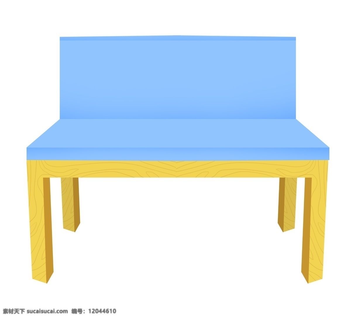 天蓝色 坐垫 椅子 插画 天蓝色的坐垫 卡通插画 家具插画 椅子插画 家具椅子 座位椅子 黄色的木纹