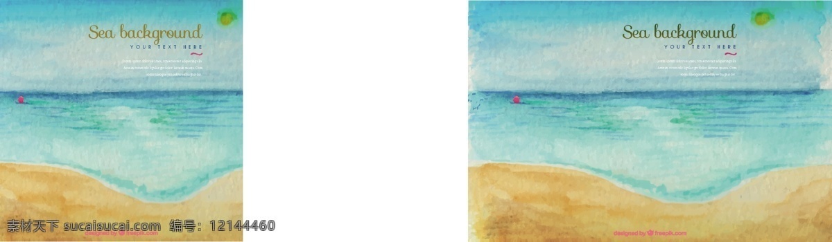 水彩画 阳光 灿烂 日子 里 背景 夏天 手 海滩 海洋 景观 自然 度假 夏日海滩 假期 白天 季节 艺术 手画 夏季 画 海岸 青色 天蓝色