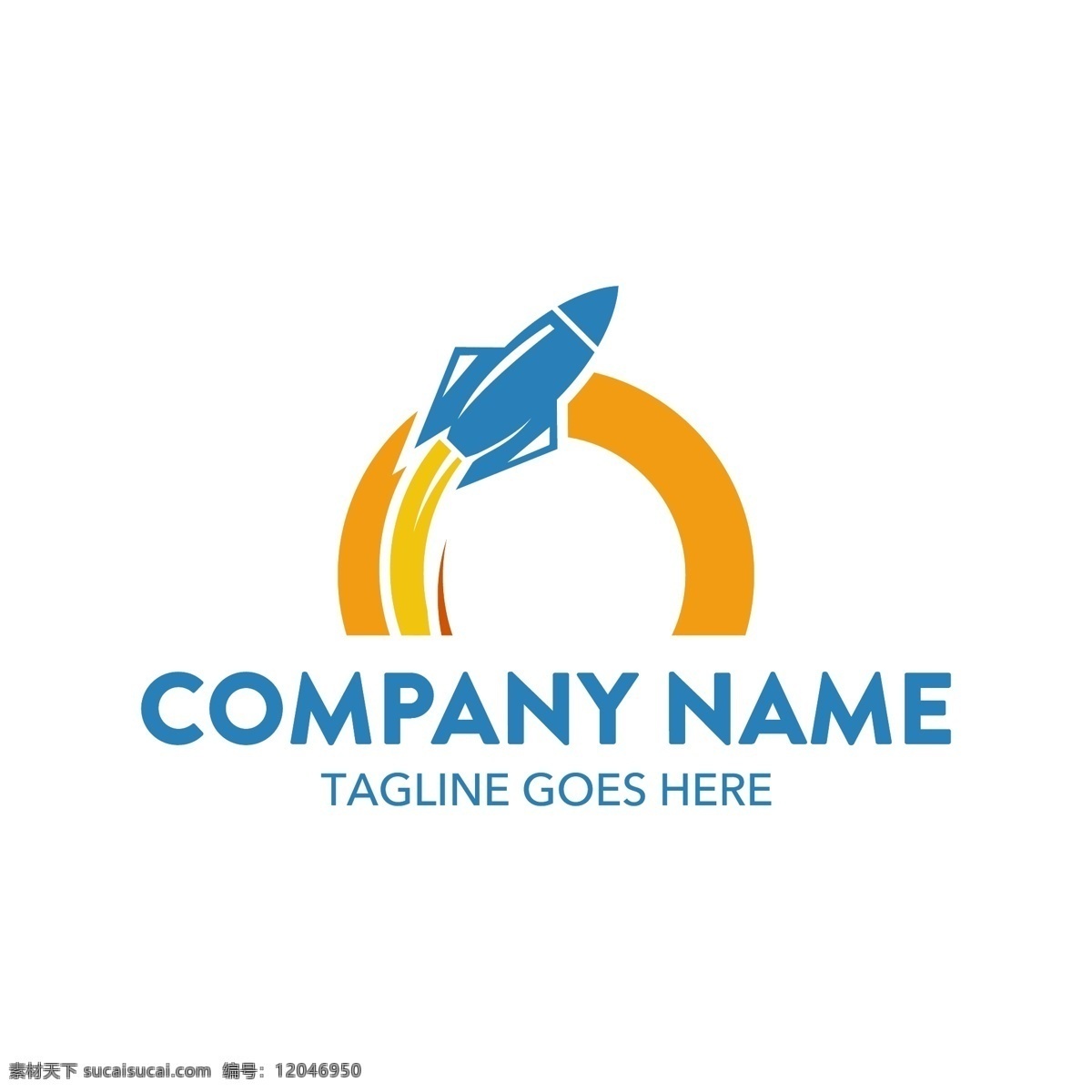 蓝色 火箭 科技 logo 矢量 蓝色火箭 飞行器 黄色圆形 航天科技 商业logo 抽象logo 概念 创意logo 行业logo logo设计 标志图形