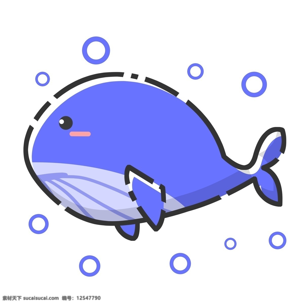 卡通海洋鲸鱼 蓝色鲸鱼 鲸鱼 鱼