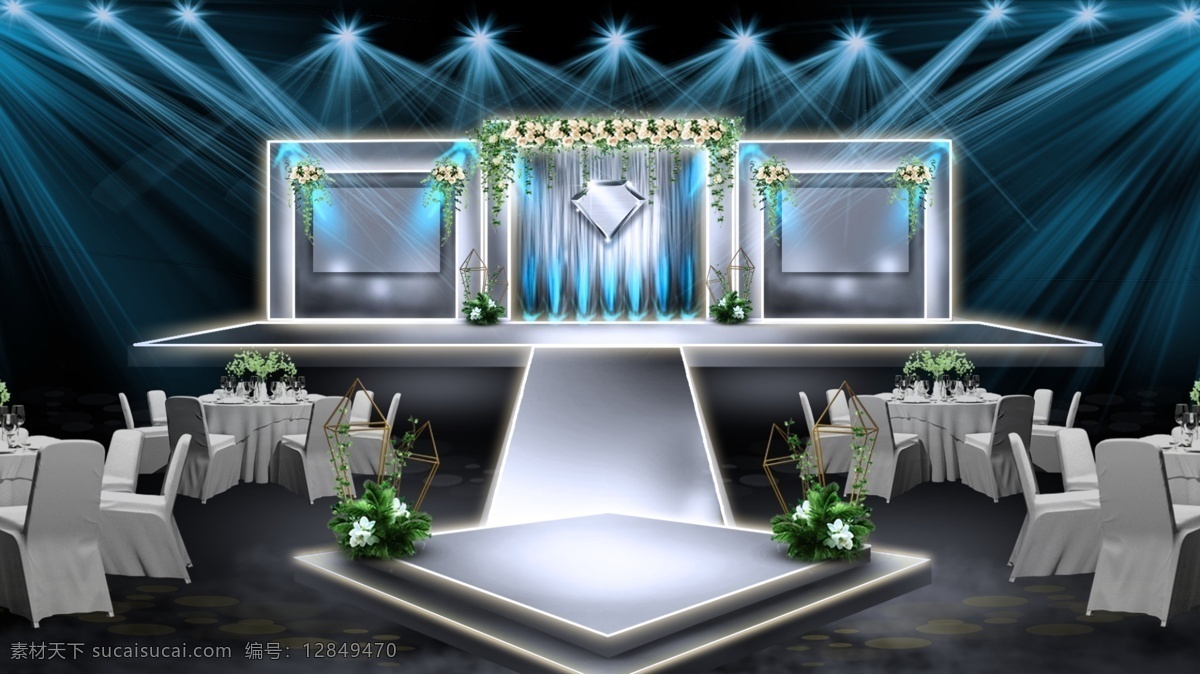 钻石 风格 婚礼 设计图 婚礼设计图 蓝灰色婚礼 钻石婚礼 高端婚礼设计 钻石风格婚礼