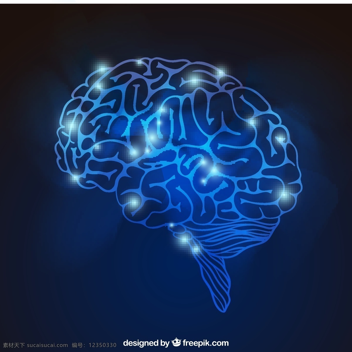 霓虹灯图标 大脑 医疗 蓝色 霓虹灯 药品 精神 知识 光明 解剖学 智能 神经内科