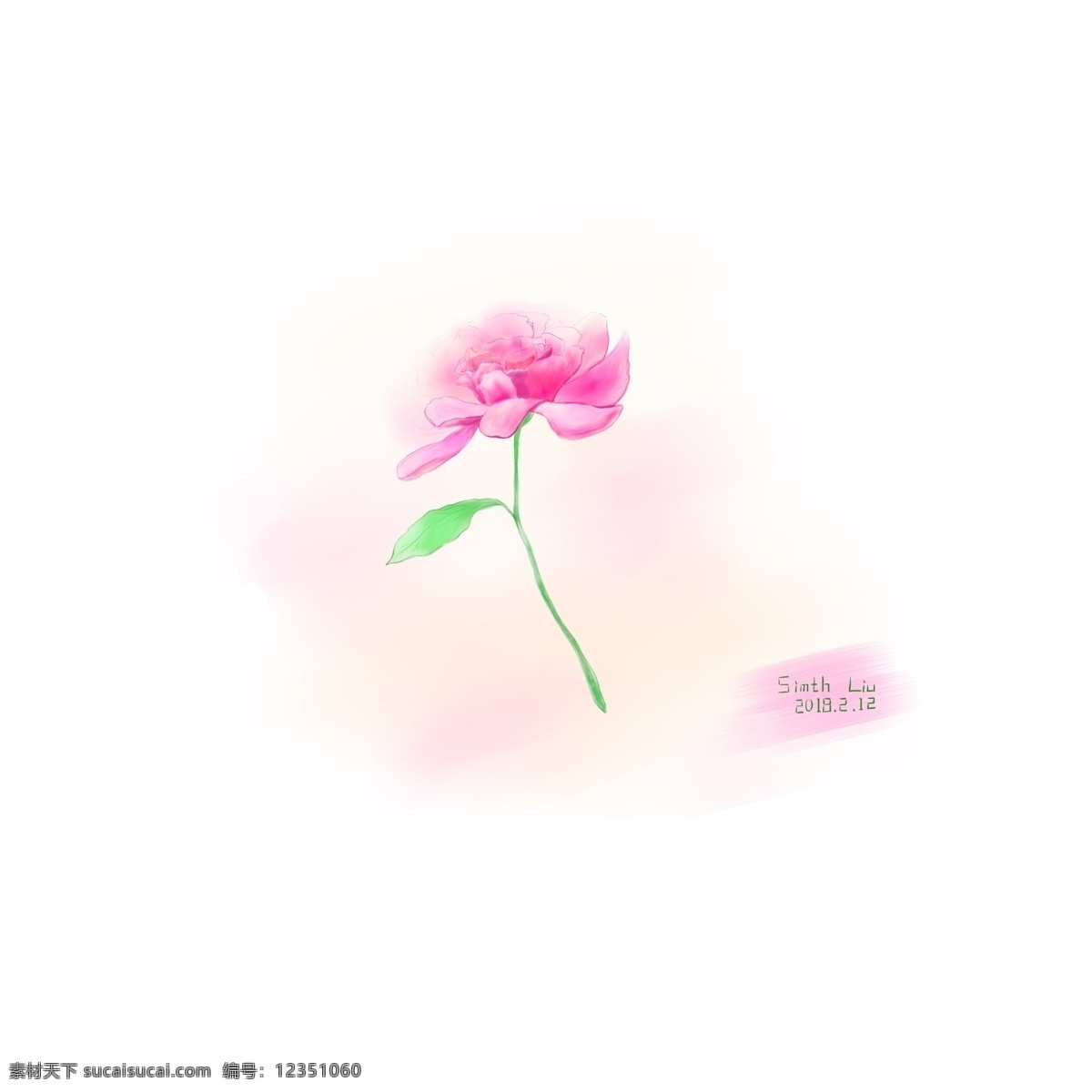 那年 送给 朵 玫瑰 爱情 插画 唯美 浪漫 清新 手绘 情感表达 原创 粉色