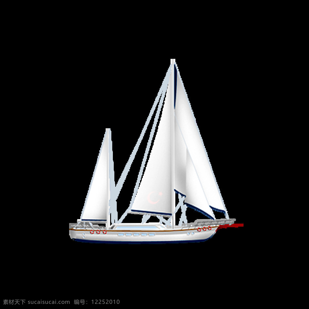 卡通 帆船 模型 元素 手绘 白色帆船 船帆 扬帆起航