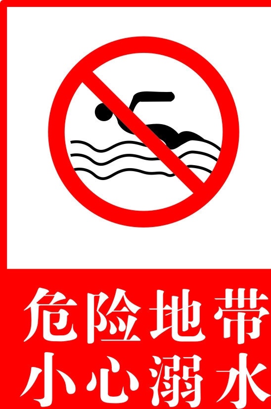 小心溺水 危险 严禁靠近 危险地带 公共标识标志 标识标志图标 矢量