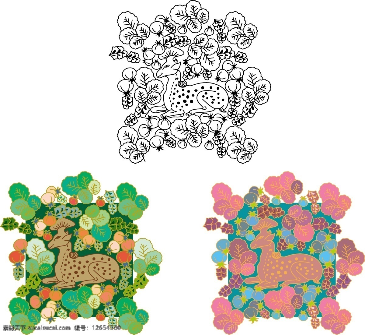 印花 矢量图 动物 服装图案 梅花鹿 色彩 五彩斑斓 印花矢量图 面料图库 服装设计 图案花型