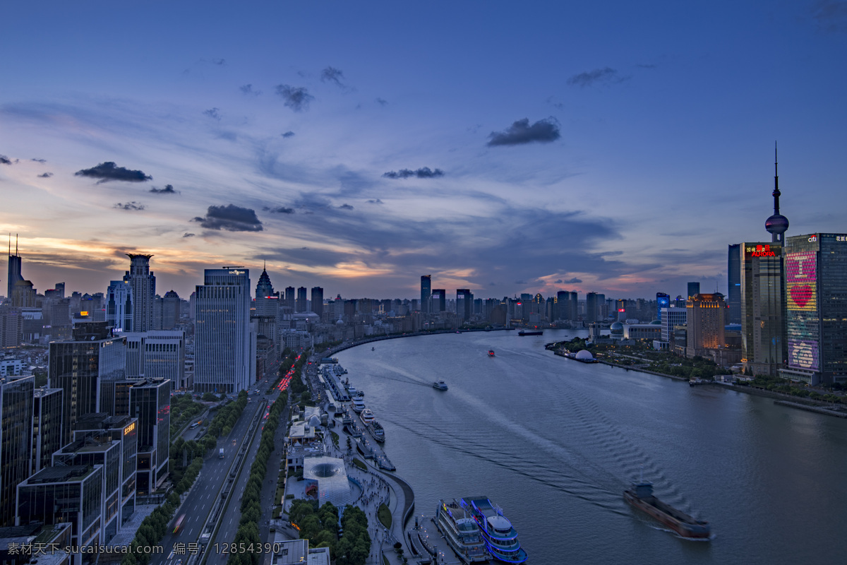 外滩全景 陆家嘴 外滩 黄浦江 滨江 全景 自然景观 建筑景观