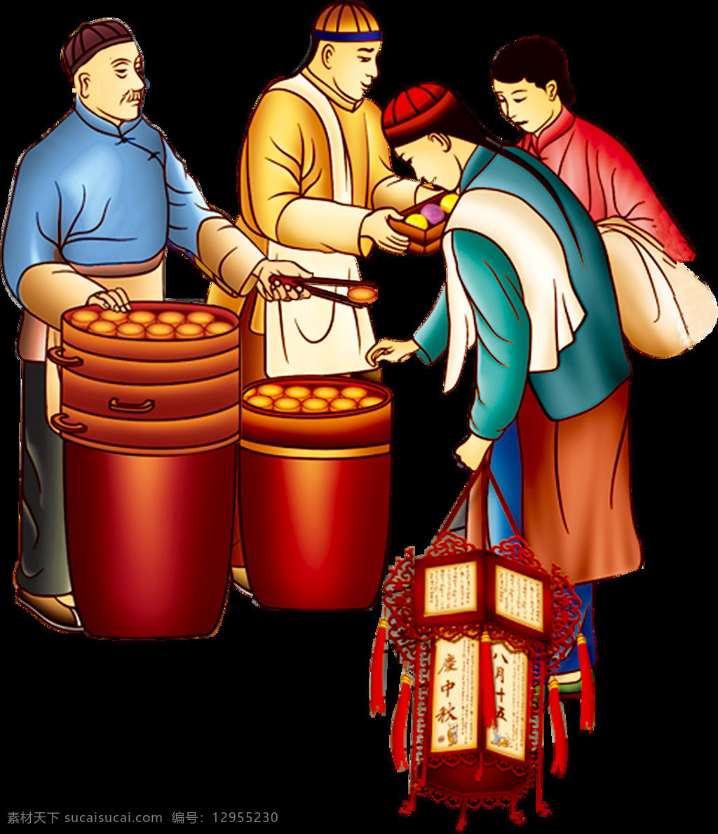 卖月饼图片 卖月饼 古代街市 古人中秋 中秋节 团圆 包装设计