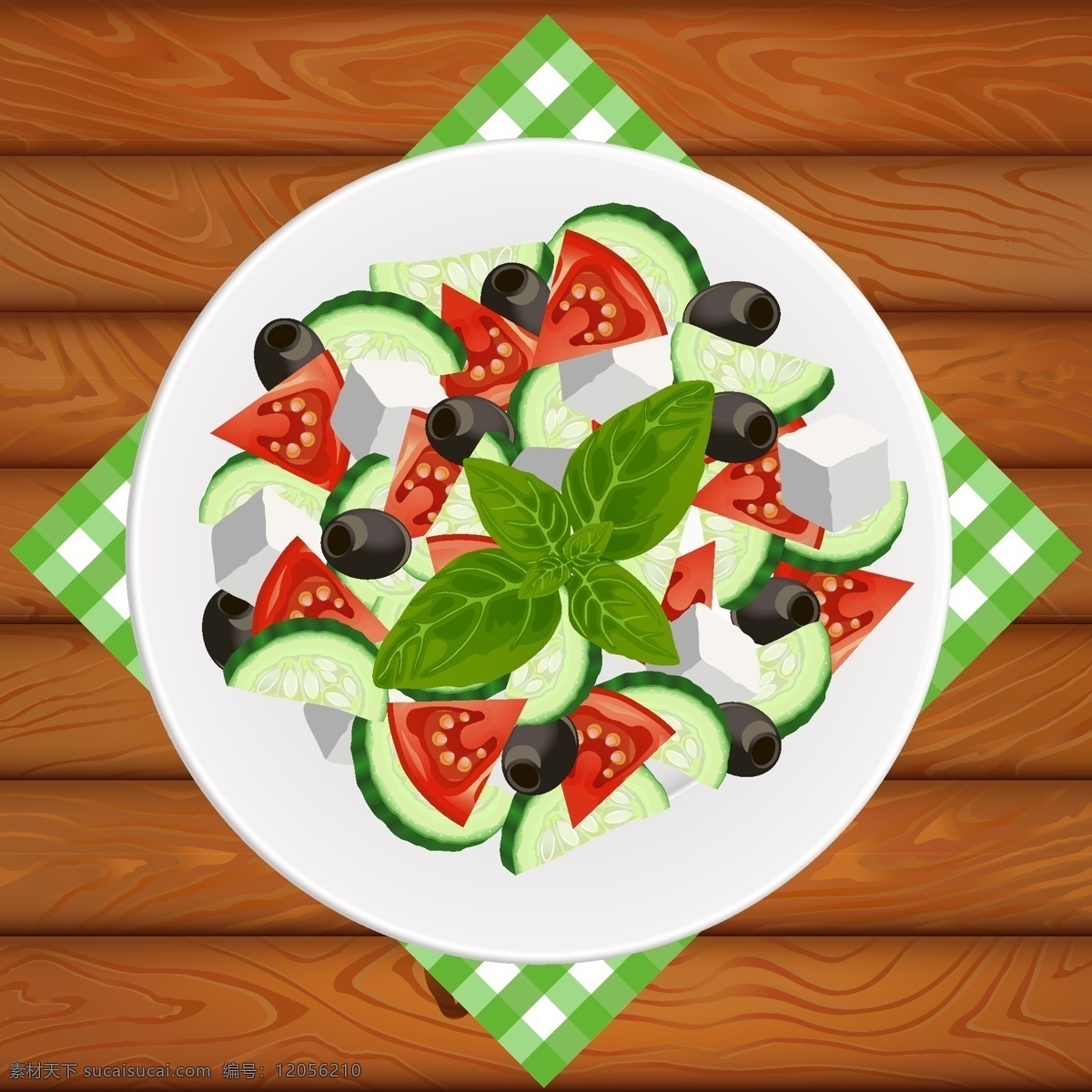 清爽 蔬菜水果 沙拉 插画 静物 蔬菜 水果 营养 餐具