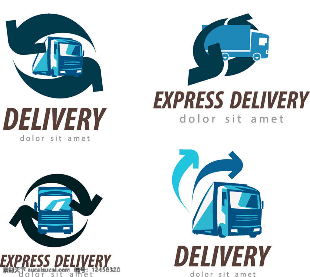 蓝色卡车标志 个性创意标志 logo设计 创意 logo 图形 商标设计 企业logo 行业标志 标志图标 矢量素材