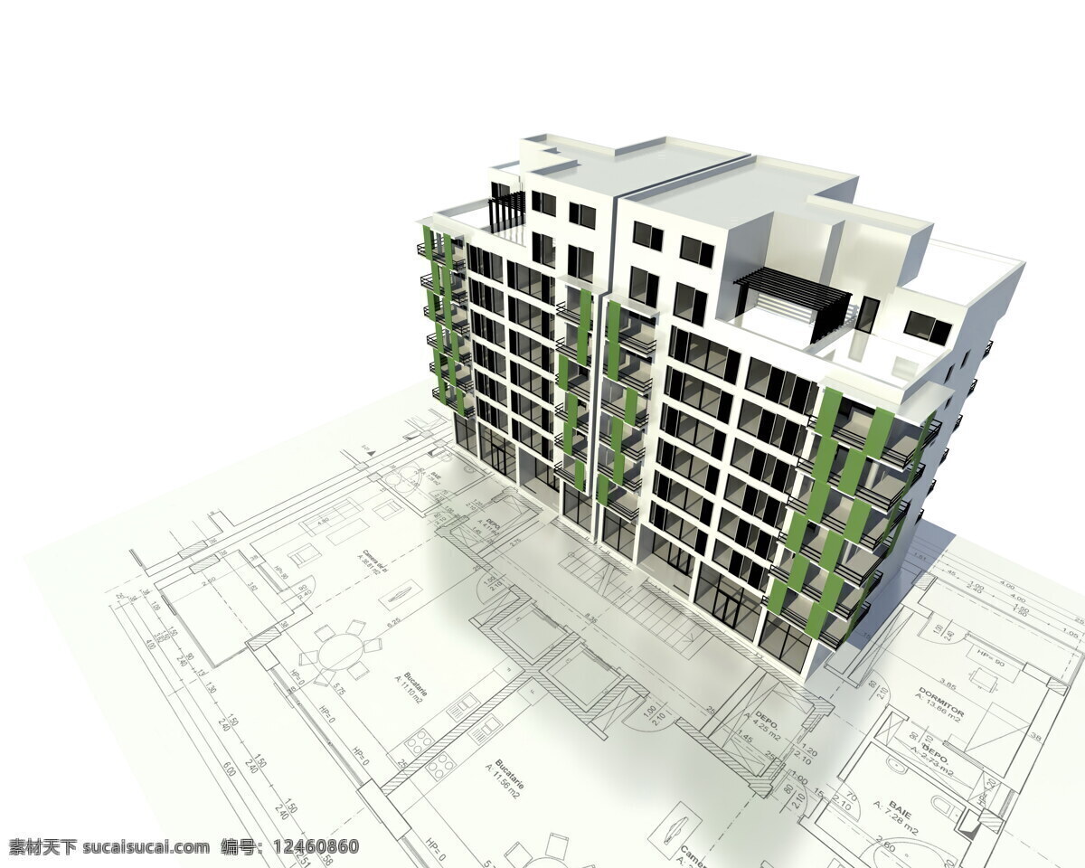 图纸 上 高楼 房子 建筑 模型 设计图 建筑设计 环境家居