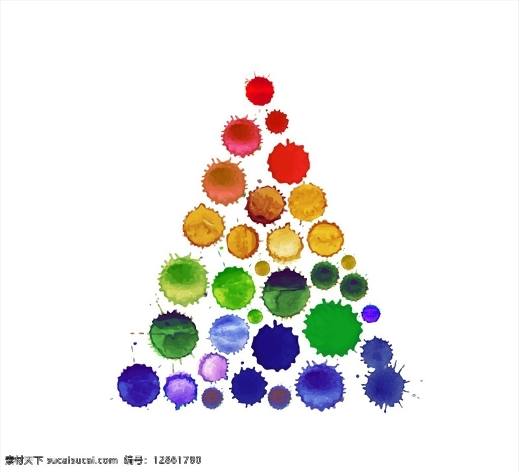墨迹 圆点 树木 矢量 水彩 圣诞节 圣诞树 墨水 高清图片