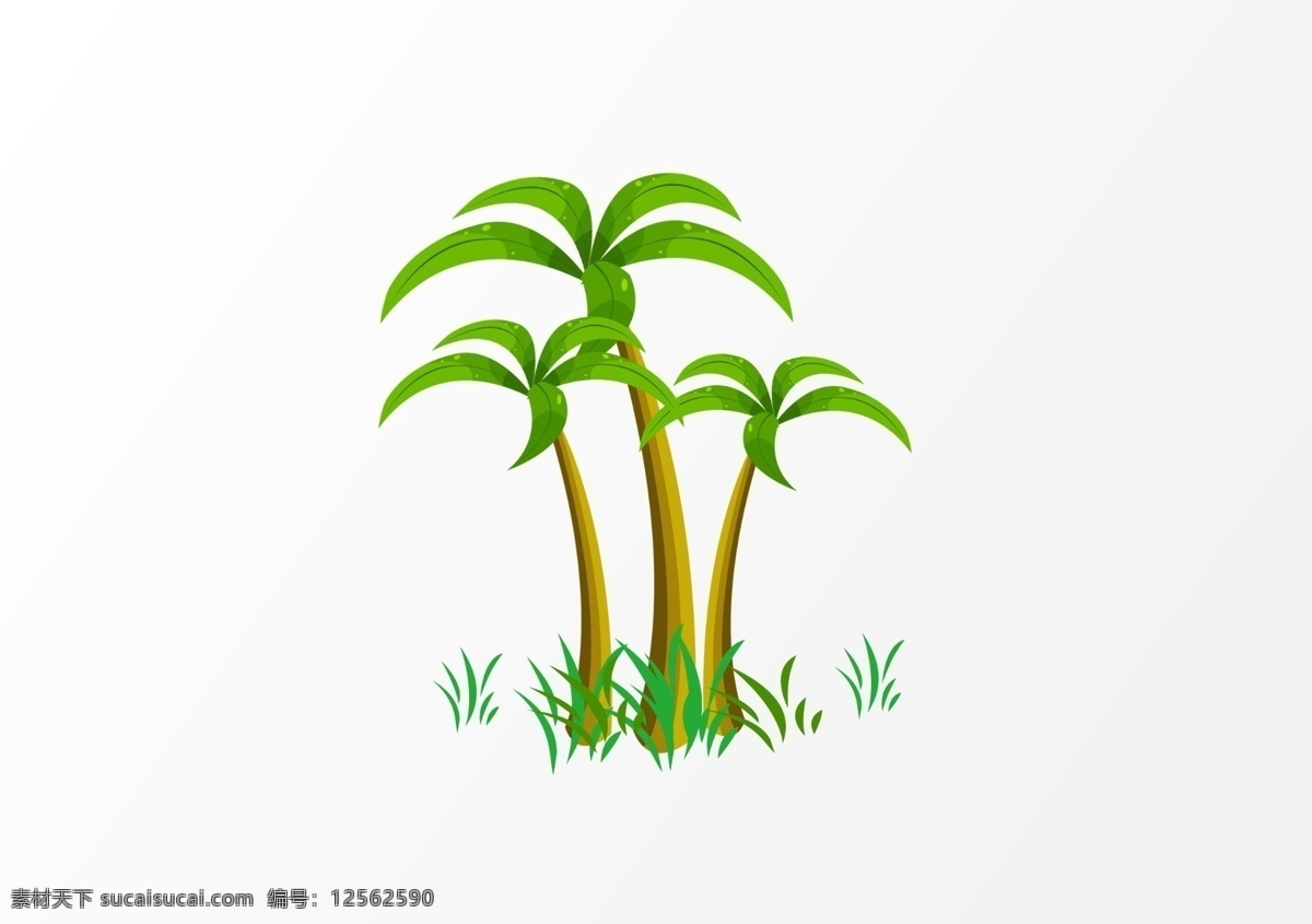 夏季 椰子树 绿色植物 元素 树木 树 叶子 叶片 树叶 椰子元素 夏季元素 沙滩素材 沙滩元素 大树 植物元素 植物素材 植物 卡通植物