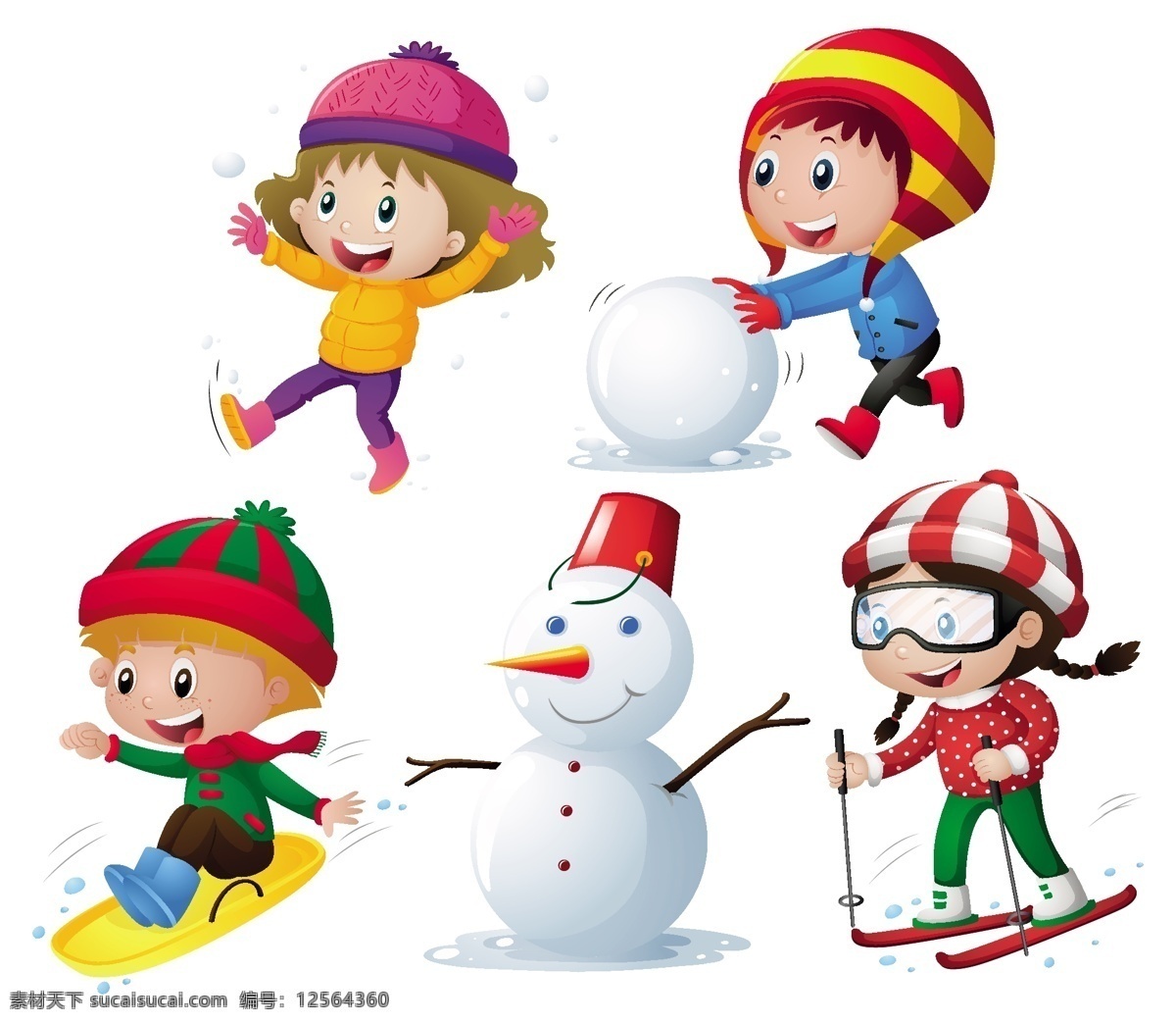 冬天儿童 卡通圣诞节 插画 冬季 冬雪 雪人 雪景 雪地 冬天 圣诞 圣诞节 圣诞节快乐 快乐 儿童 学生 冬天背景 卡通儿童 卡通设计