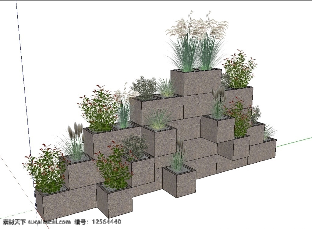 砖墙 景观 小品 su 花坛 草图 大师 模型 设计素材 其他模型 skp 石材 3d设计 室外模型