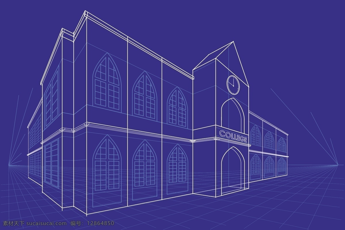 时尚 线性 房子 模型 矢量 建筑模型 建筑设计 建筑物 手稿 线条 建筑蓝色背景 底纹背景 底纹边框 矢量素材