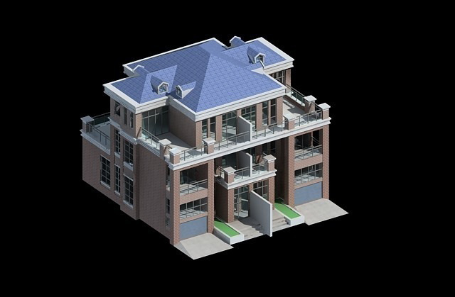 max 复式 别墅 3d 模型 复式别墅 3d模型设计 黑色