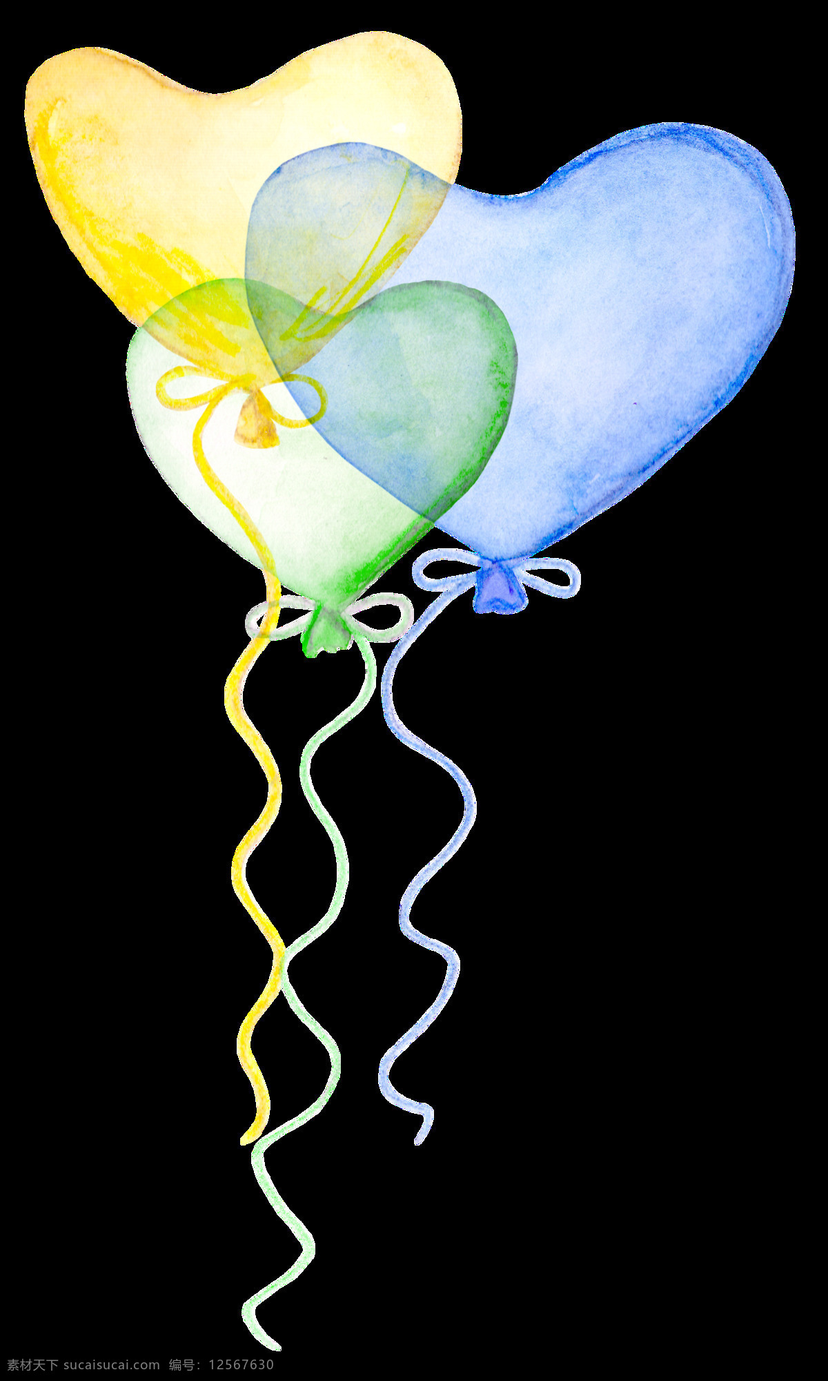多彩 气球 透明 装饰 图案 设计素材 png元素