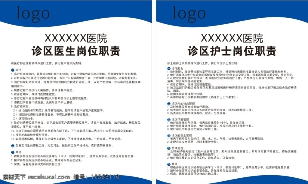 诊区医生 护士职责 诊区医生职责 诊区护士职责 医院制度 上墙制度 医疗制度 展板模板