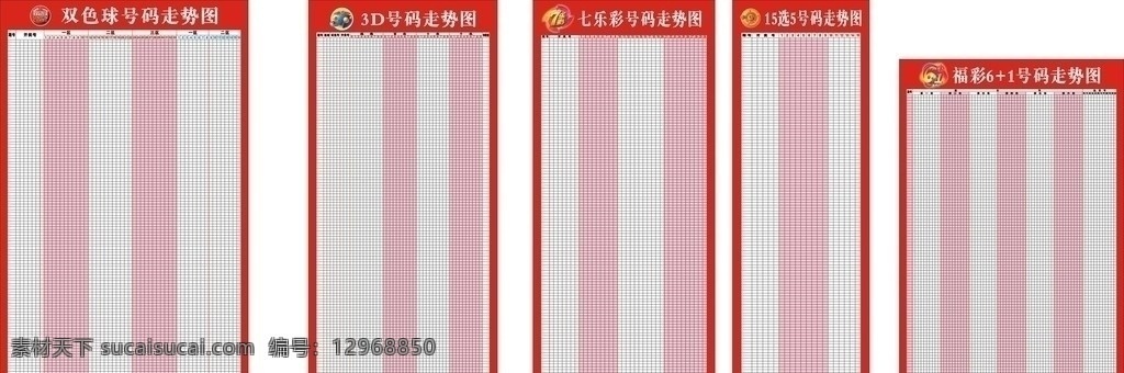 中国 福利彩票 走势图 15选5 3d 7乐彩 双色球 矢量素材 其他矢量 矢量