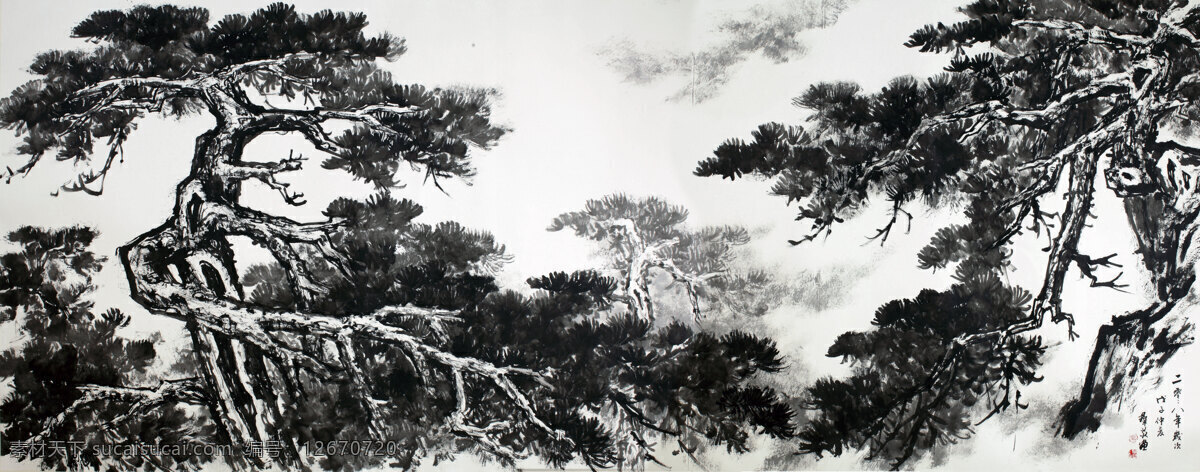 山水画 画 中国画 山水 水墨画 山 云雾 松树 瀑布 树木 江山多娇 书法 中国画艺术 国画作品 绘画书法 文化艺术