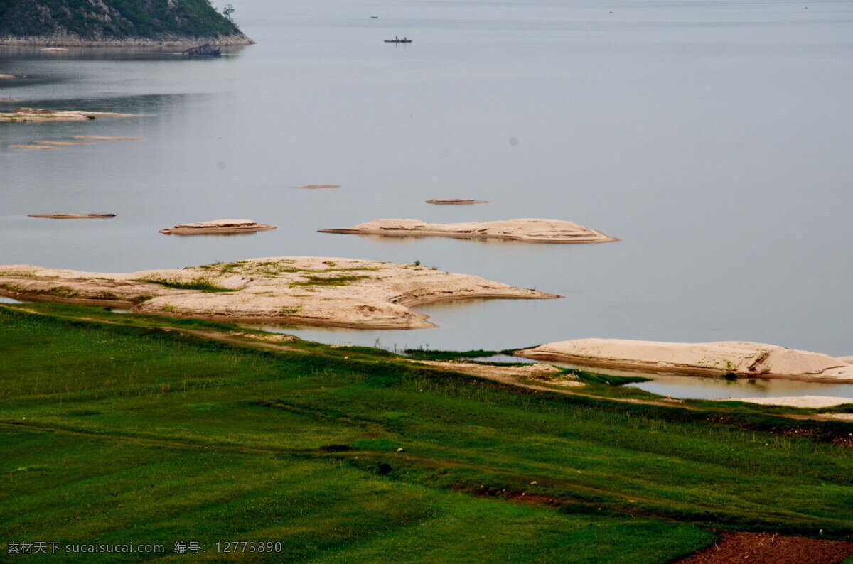 赵河的沙洲 河道 草地 沙洲 山水风景 自然景观