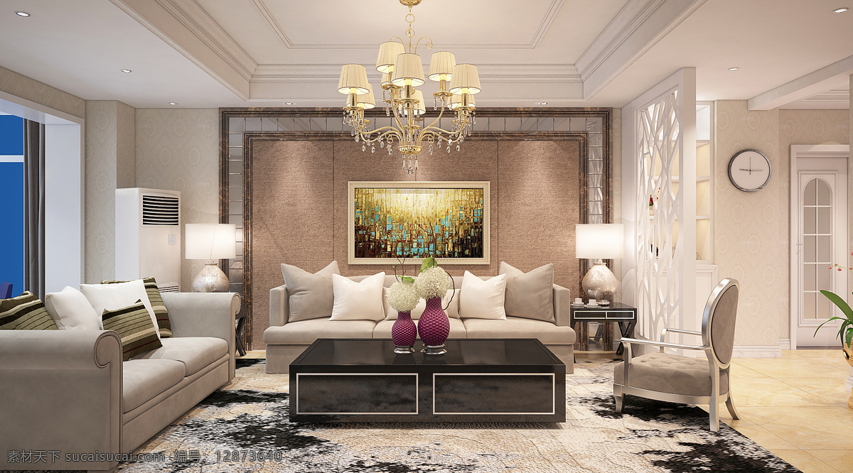 新 古典 奢华 客厅 设计图 新古典 模型 3dmax 家装 沙发 背景墙 黑白灰 时尚 个性 另类 灰色