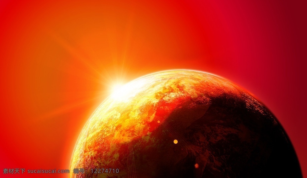 日出东方 地球 日出 红色 极光 分层 源文件