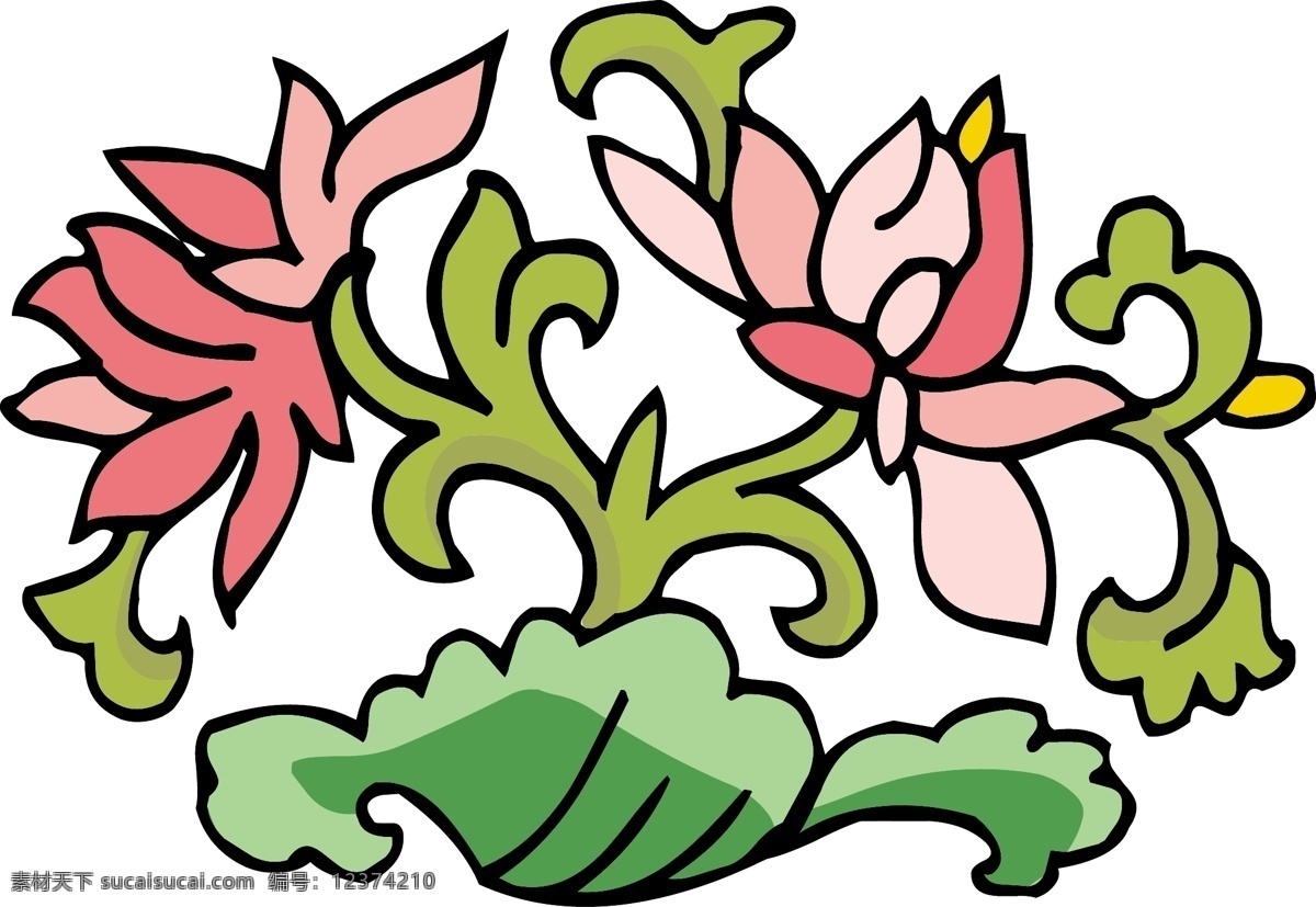 矢量 荷花 荷叶 矢量图 花纹花边