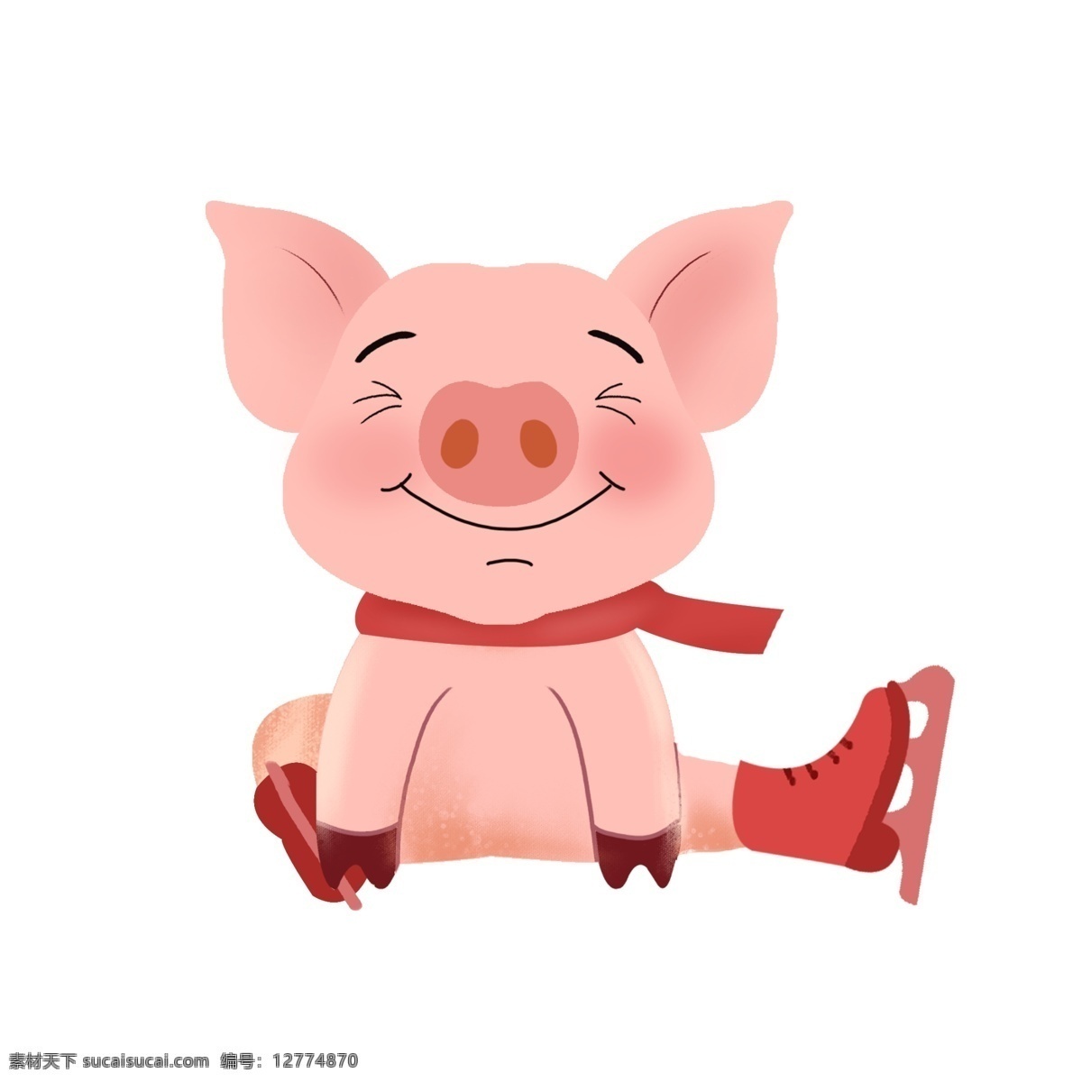 喜庆 新年 猪年 溜冰 猪 免 扣 插画 溜冰猪 小猪 可爱 新年猪年 2019猪年 新年快乐 摔倒溜冰猪 开心小猪