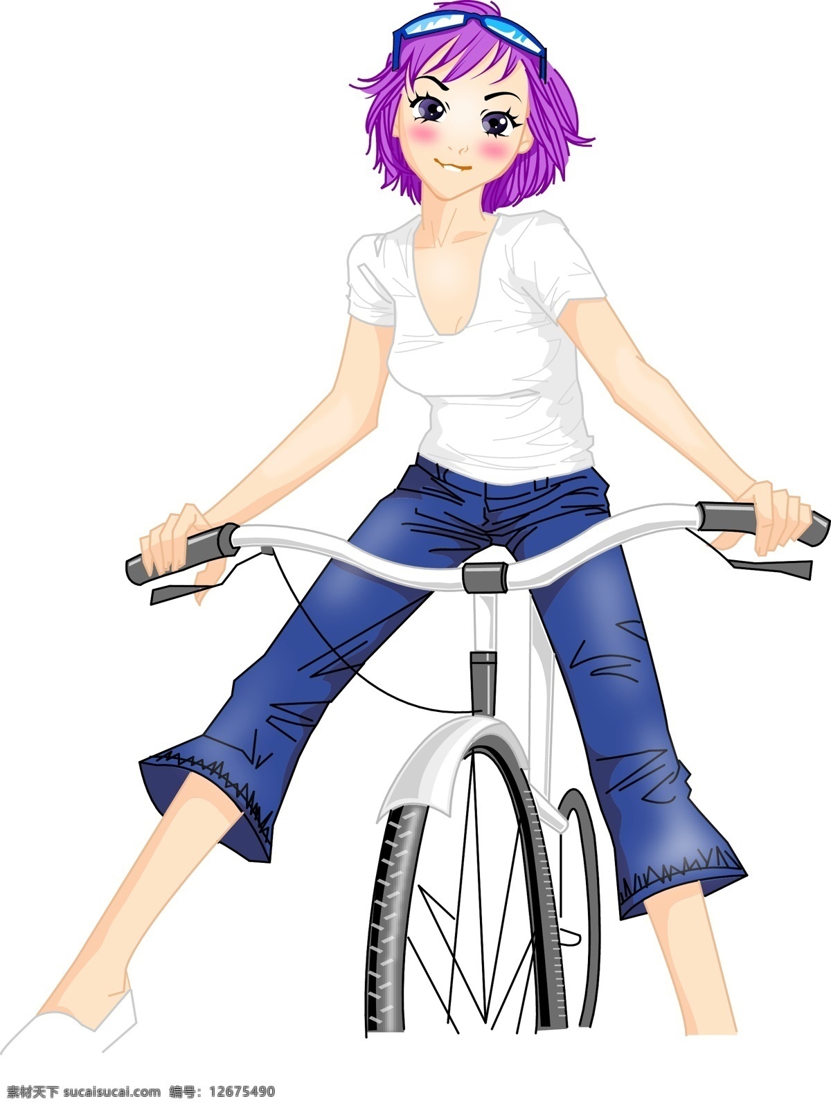 骑 单车 时尚 女郎 骑车 运动 矢量人物 日常生活 体育运动 人物 矢量图 矢量图库