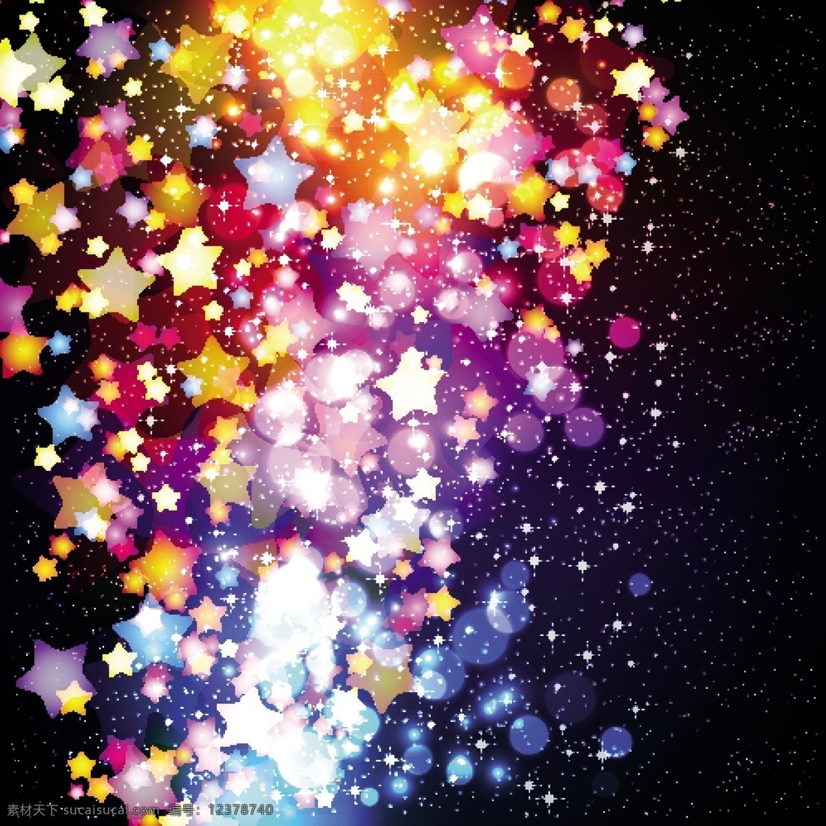 五彩缤纷 闪亮 星星 背景 矢量 背景设计 闪亮星星 五角星 炫彩光晕 璀璨 矢量图 花纹花边