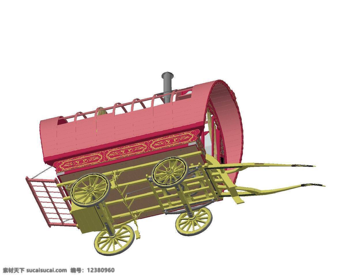 弓 上 大篷车 马车 马 拉 3d模型素材 其他3d模型