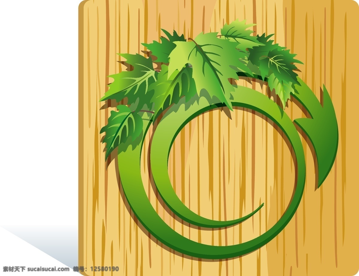 矢量 箭头 美丽 绿色植物 圆木 架 自由 向量 绿色 叶子 美丽的植物 矢量图
