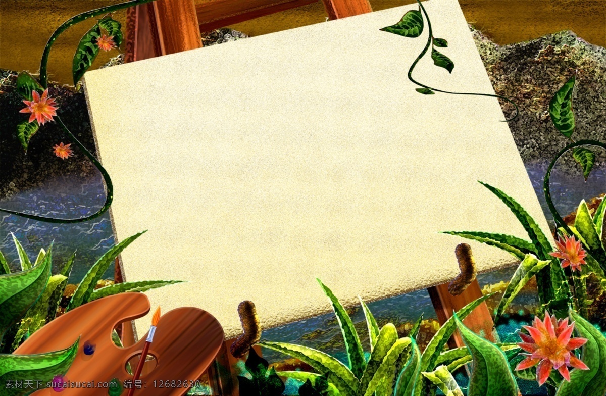 绿色 藤蔓 画板 元素 花 植物 明确的 psd源文件