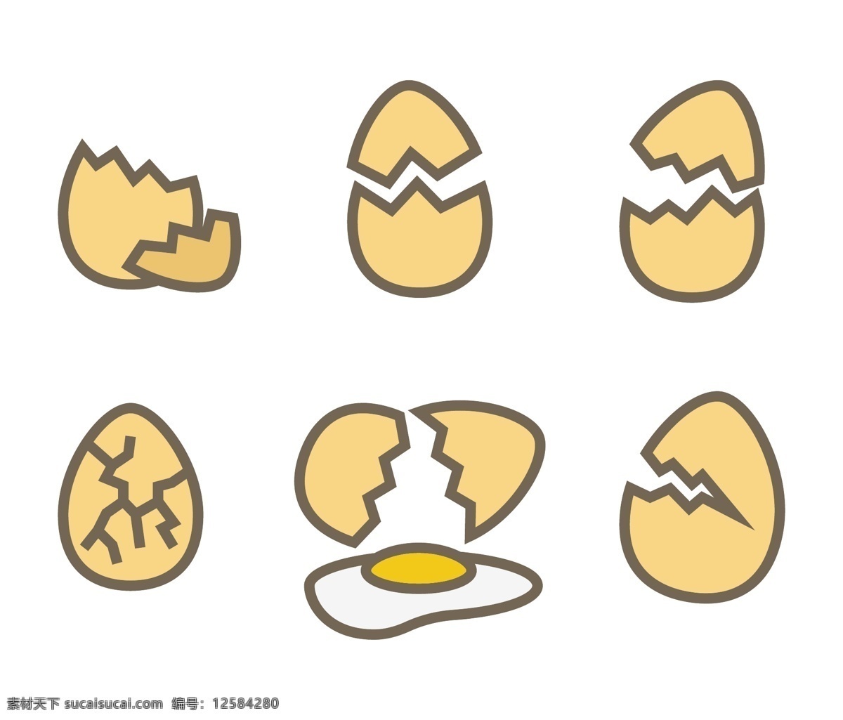 卡通鸡蛋 鸡蛋 鸡蛋壳 碎鸡蛋 鸡蛋素材 矢量 食品蔬菜水果 卡通设计