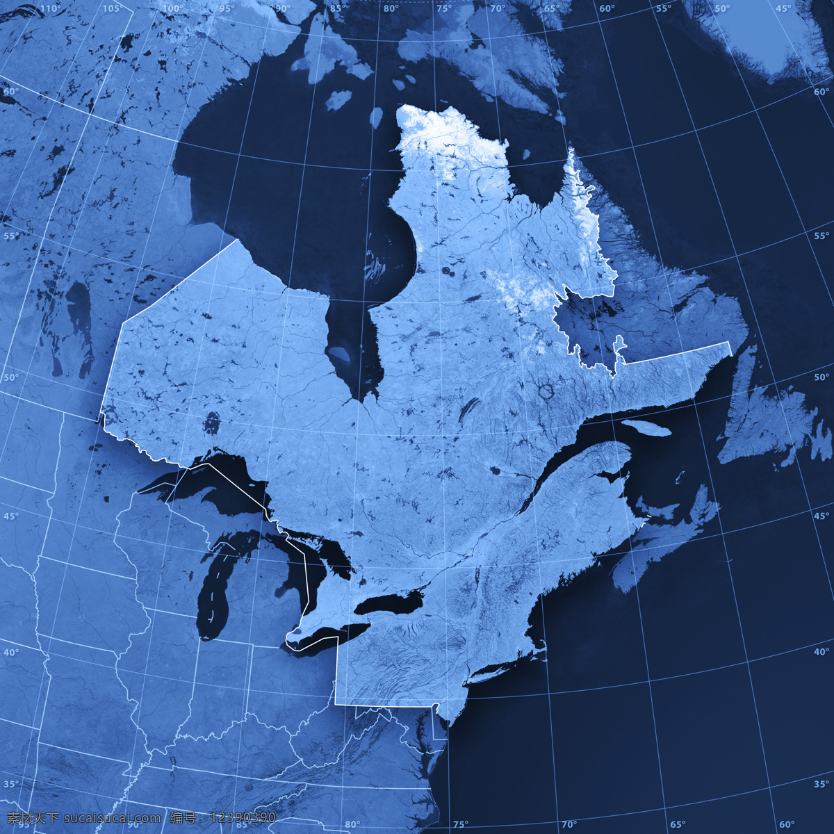 加拿大 地图 加拿大地图 3d渲染地图 蓝色地图 其他类别 环境家居