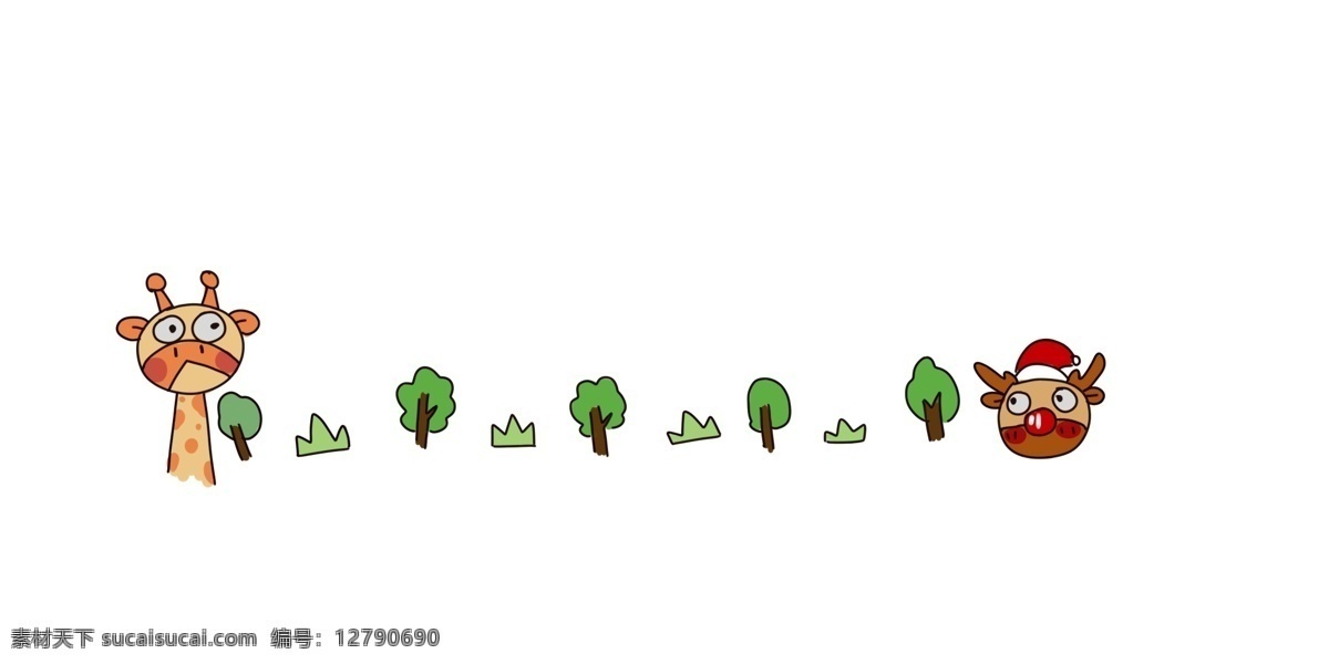 小树 分割线 卡通 插画 绿色的小树 卡通插画 分割线插画 简易分割线 小树分割线 高大的树苗