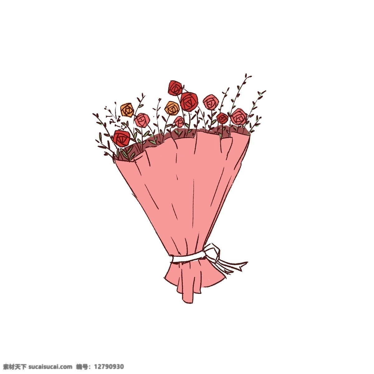 原创 玫瑰花 手绘 插图 元素 花束 花 花元素 玫瑰花束