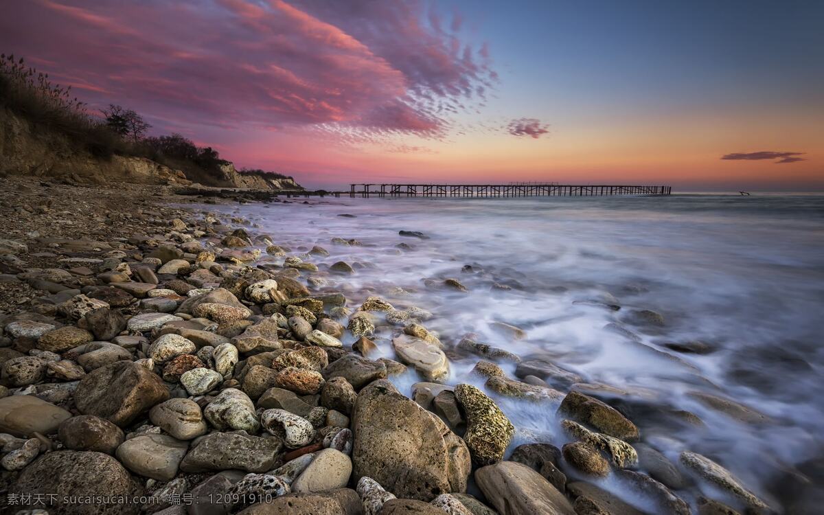 海景 海浪 云彩 海边 黄昏 岩石 自然景观 自然风景