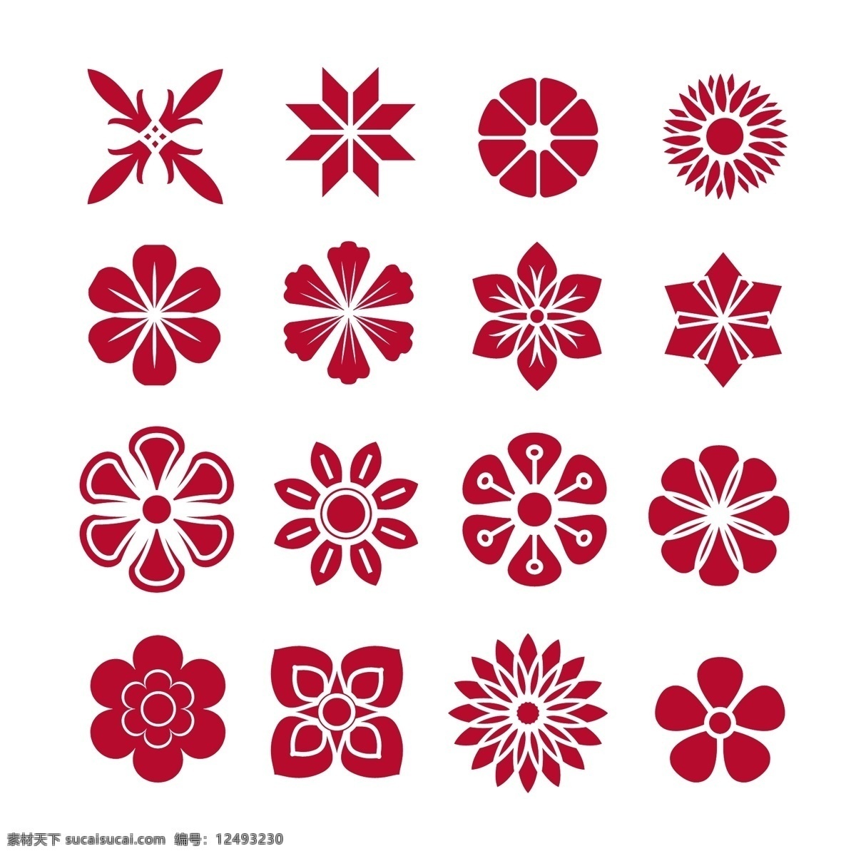 红花图标收藏 花 抽象 图标 红色 形状 符号 图标集 包装 集合 抽象图形 图标包 白色