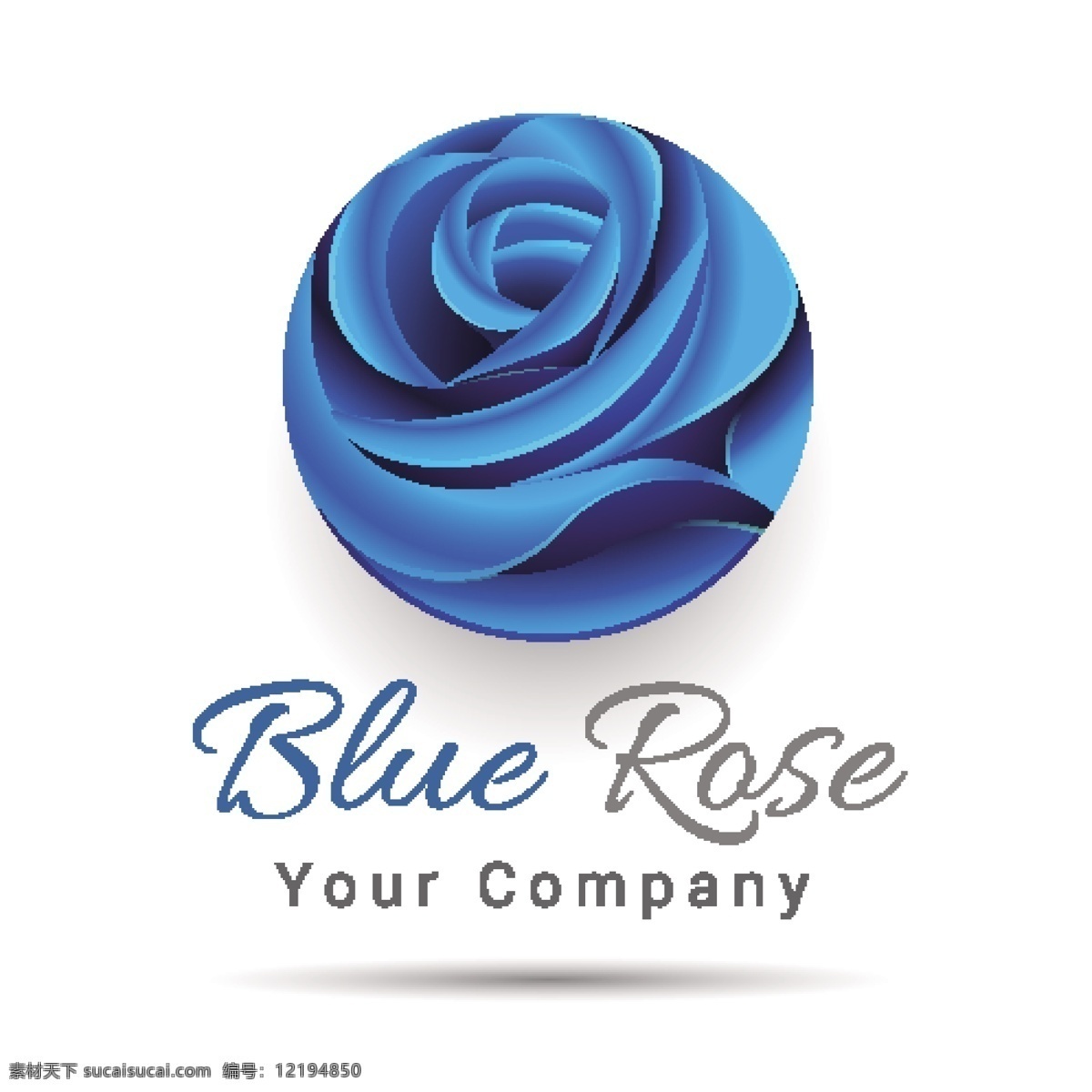 蓝色 玫瑰 标志设计 矢量