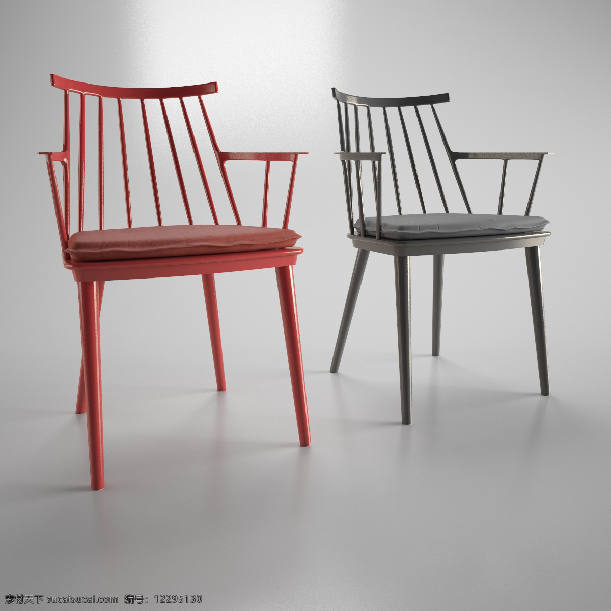 红色 不锈钢 镂空 椅子 模型 餐椅 3d渲染 模型下载
