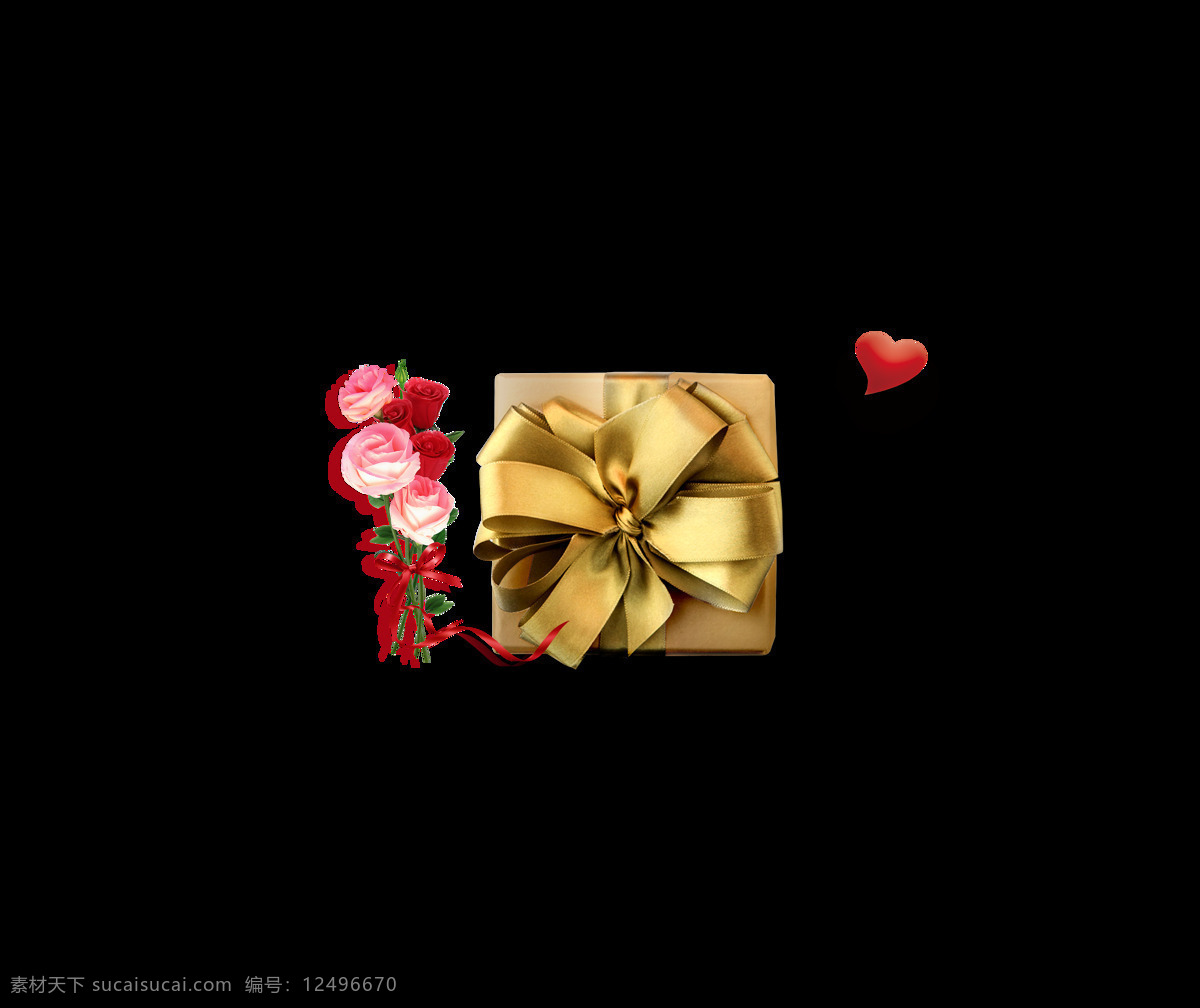 金色 礼盒 装饰 爱心 玫瑰花 花朵 礼物 蝴蝶结 鲜花