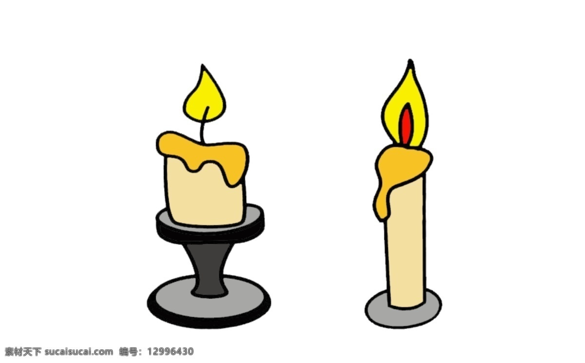 卡通造型 蜡烛 风格 燃烧的蜡烛 燃烧 一半 彩色 免抠 可分开使用 简单 简约 卡通 填充 png格式